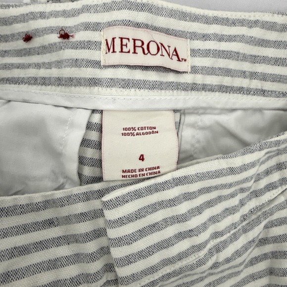 Merona Womens 4 Nautical Stripe Wide Leg Pants Preppy Beach Ocean Lagenlook Boho - Picture 9 of 10